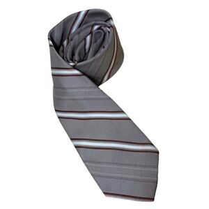 Christian Dior Monsieur Vintage Neck Tie Tan Gray Classic Diagonals Stripes